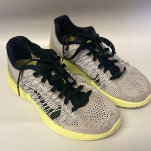Nike road running shoes yellow gray black